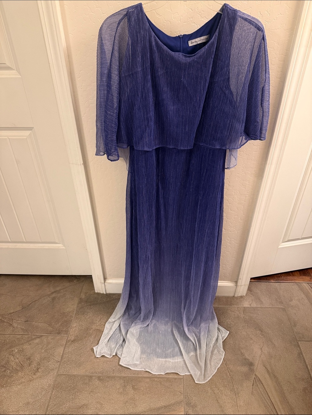 Danny & Nicole Violet to White Ombre Pleated Maxi Dress